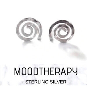 Moodtherapy Sterling Silver Spiral Stud Earrings Handmade Modern Art Design NEW